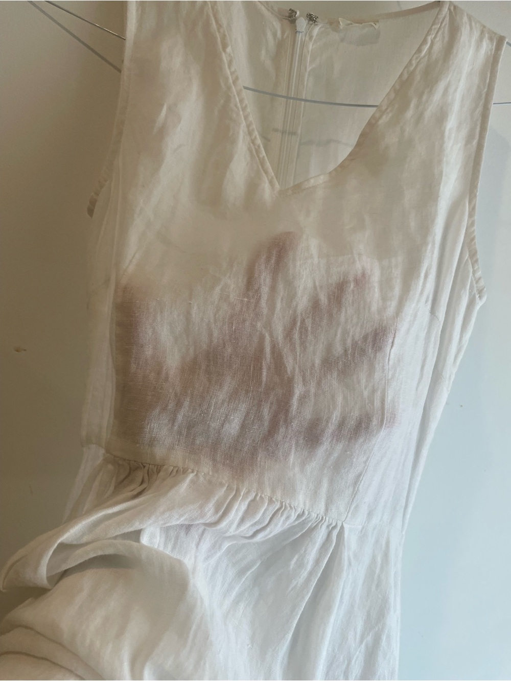 NAIF White Sleeveless V-Neck Linen Maxi Dress with Pockets - Picture 12 of 12